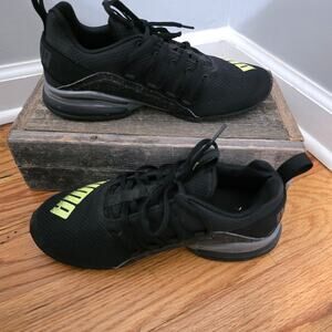 Puma Axelion NXT Running Shoes Black Volt Yellow boy's Size 5.5 women 7